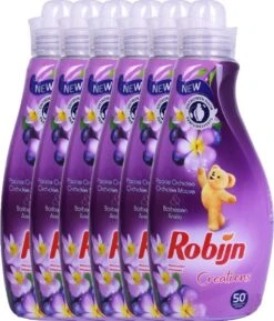 Robijn Creations Wasverzachter VOORDEELVERPAKKING 6X 1,25L. 300 Wasbeurten "Paarse Orchidee & Bosbessen" -Winkel Voor Schoonmaakartikelen 1027x1200