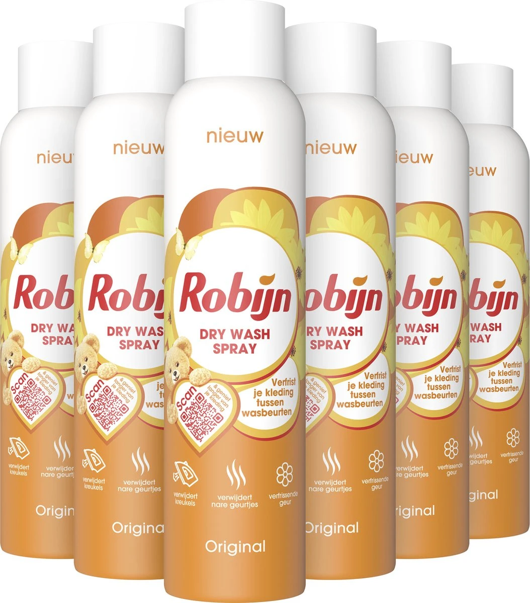 Robijn Original Dry Wash Spray - 6 X 200 Ml - Voordeelverpakking 2 Robijn Original Dry Wash Spray - 6 X 200 Ml - Voordeelverpakking - Image 2