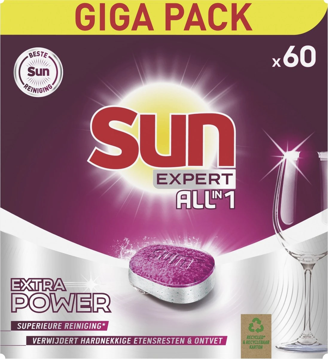SUN® Sun Expert All-in 1 Vaatwastabletten - 60 Tabletten - Voordeelverpakking 1 SUN® Sun Expert All-in 1 Vaatwastabletten - 60 Tabletten - Voordeelverpakking