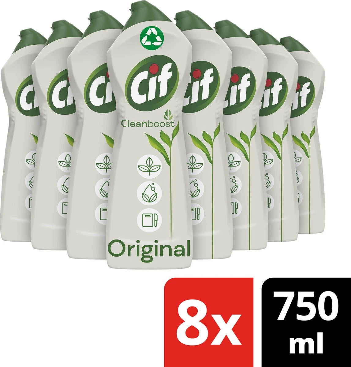 Cif CleanBoost Cream Original Schuurmiddel - 8 X 750 Ml - Voordeelverpakking 4 Cif CleanBoost Cream Original Schuurmiddel - 8 X 750 Ml - Voordeelverpakking - Image 4