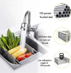 IBright Verstelbare Keukenrek - Gootsteen Mand - Afdruiprek – Vergiet – Verstelbaar In Lengte - Uitschuifbaar - RVS Grijs 22 IBright Verstelbare Keukenrek - Gootsteen Mand - Afdruiprek – Vergiet – Verstelbaar In Lengte - Uitschuifbaar - RVS Grijs -Winkel Voor Schoonmaakartikelen 1174x1200 1