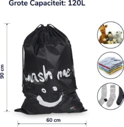 Wonair - Grote Waszak - Laundry Bag - Wash Me - 60x90cm - Zwart - Met Trekkoord -Winkel Voor Schoonmaakartikelen 1178x1200 3
