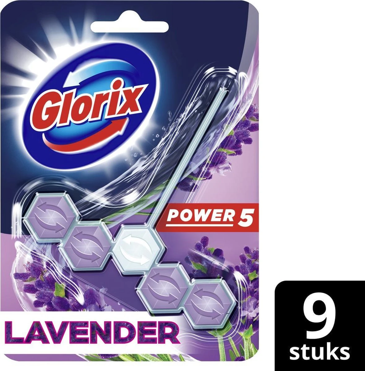 Glorix Power 5 Toiletblokken - Lavendel - 9 Stuks - Voordeelverpakking 2 Glorix Power 5 Toiletblokken - Lavendel - 9 Stuks - Voordeelverpakking - Image 2
