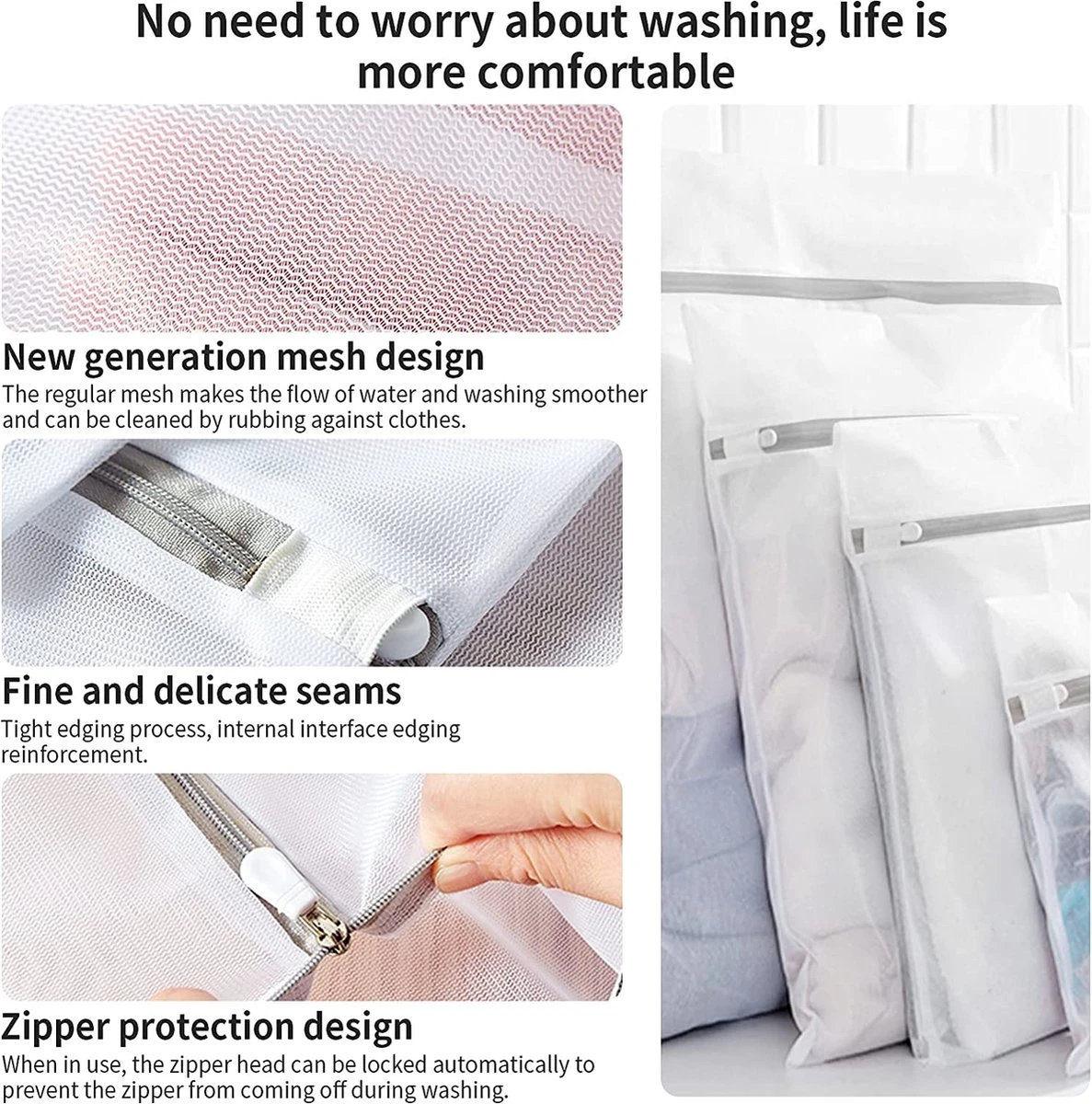 BOTC Waszakken - Wasnetten - Set Van 5 - Bescherm Je Wasgoed En Wasmachine - Transparant 3 BOTC Waszakken - Wasnetten - Set Van 5 - Bescherm Je Wasgoed En Wasmachine - Transparant - Image 3