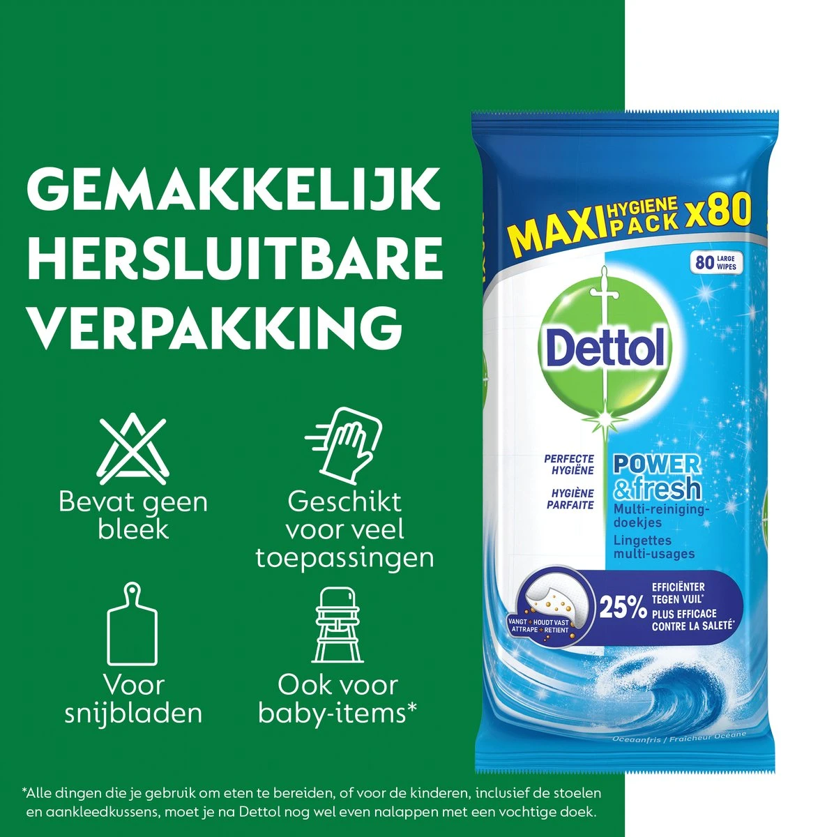 Dettol - Power & Fresh - Schoonmaakdoekjes - Oceaanfris - 4 X 80 Doekjes 4 Dettol - Power & Fresh - Schoonmaakdoekjes - Oceaanfris - 4 X 80 Doekjes - Image 4