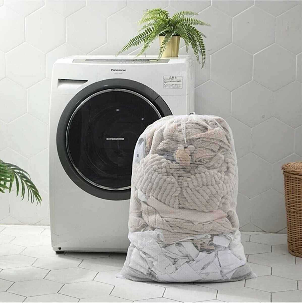Wasnet Waszak - Groot - XL - 60 X 80 CM - Wit - Treksysteem - Trekbandsluiting - Polyester - Laundry Bag 4 Wasnet Waszak - Groot - XL - 60 X 80 CM - Wit - Treksysteem - Trekbandsluiting - Polyester - Laundry Bag - Image 4