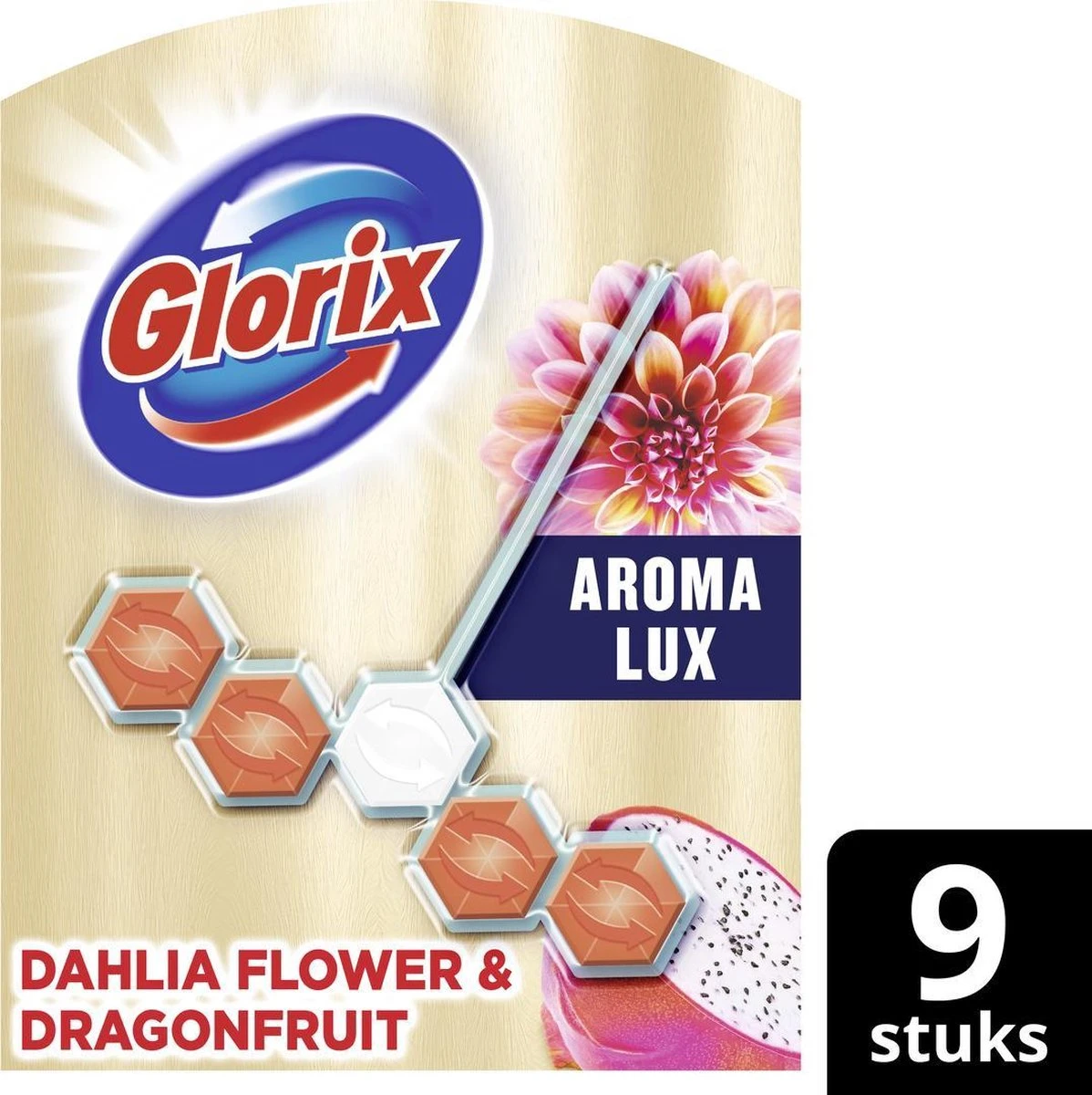 Glorix Aroma Lux Dahlia Flower & Dragonfruit - 9 Toiletblokken - Halfjaarbox - Voordeelverpakking 2 Glorix Aroma Lux Dahlia Flower & Dragonfruit - 9 Toiletblokken - Halfjaarbox - Voordeelverpakking - Image 2
