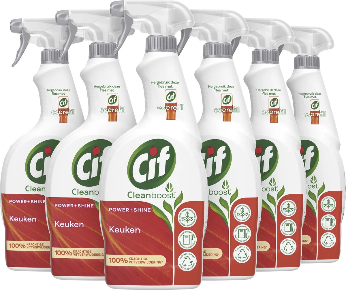 Cif CleanBoost Power & Shine Keuken Spray - 6 X 750 Ml - Voordeelverpakking 4 Cif CleanBoost Power & Shine Keuken Spray - 6 X 750 Ml - Voordeelverpakking - Image 4