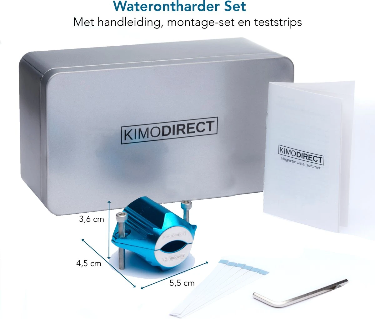 KIMO DIRECT Waterontharder Met 6 Teststrips - Waterontharder - Huishouden Tot 6 Personen - Waterfilter - 7500 Gauss - Blauw 4 KIMO DIRECT Waterontharder Met 6 Teststrips - Waterontharder - Huishouden Tot 6 Personen - Waterfilter - 7500 Gauss - Blauw - Image 4