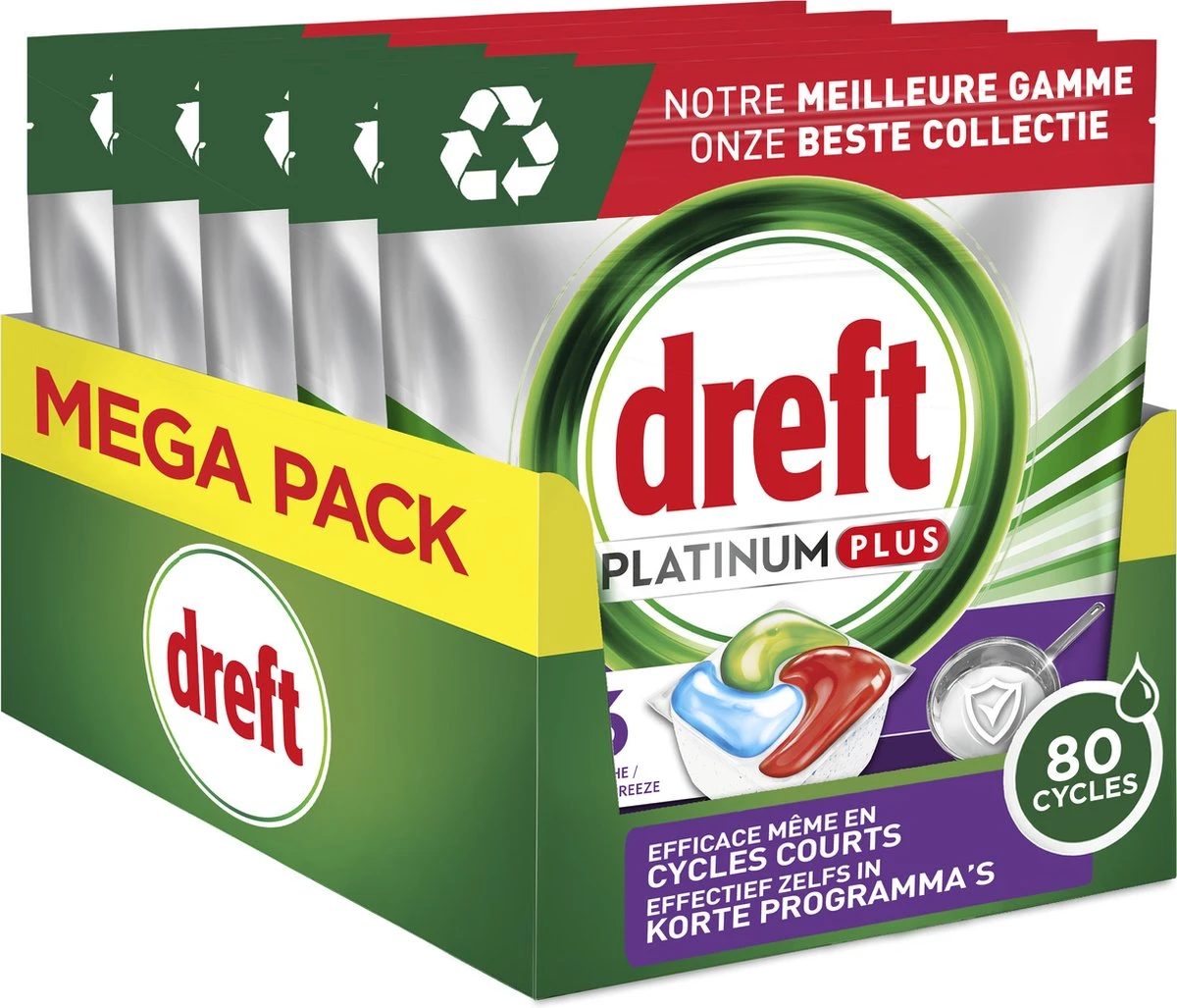 Dreft Platinum Plus All In One Machine Clean - Vaatwastabletten - 80 Tabletten 3 Dreft Platinum Plus All In One Machine Clean - Vaatwastabletten - 80 Tabletten - Image 3