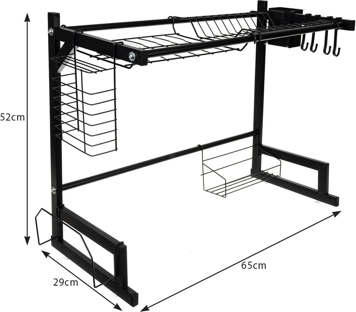 Afdruiprek Droger Zwart Voor Bestek Boven De Gootsteen 65 Cm X 29 Cm X 52 Cm 6 Afdruiprek Droger Zwart Voor Bestek Boven De Gootsteen 65 Cm X 29 Cm X 52 Cm - Image 6
