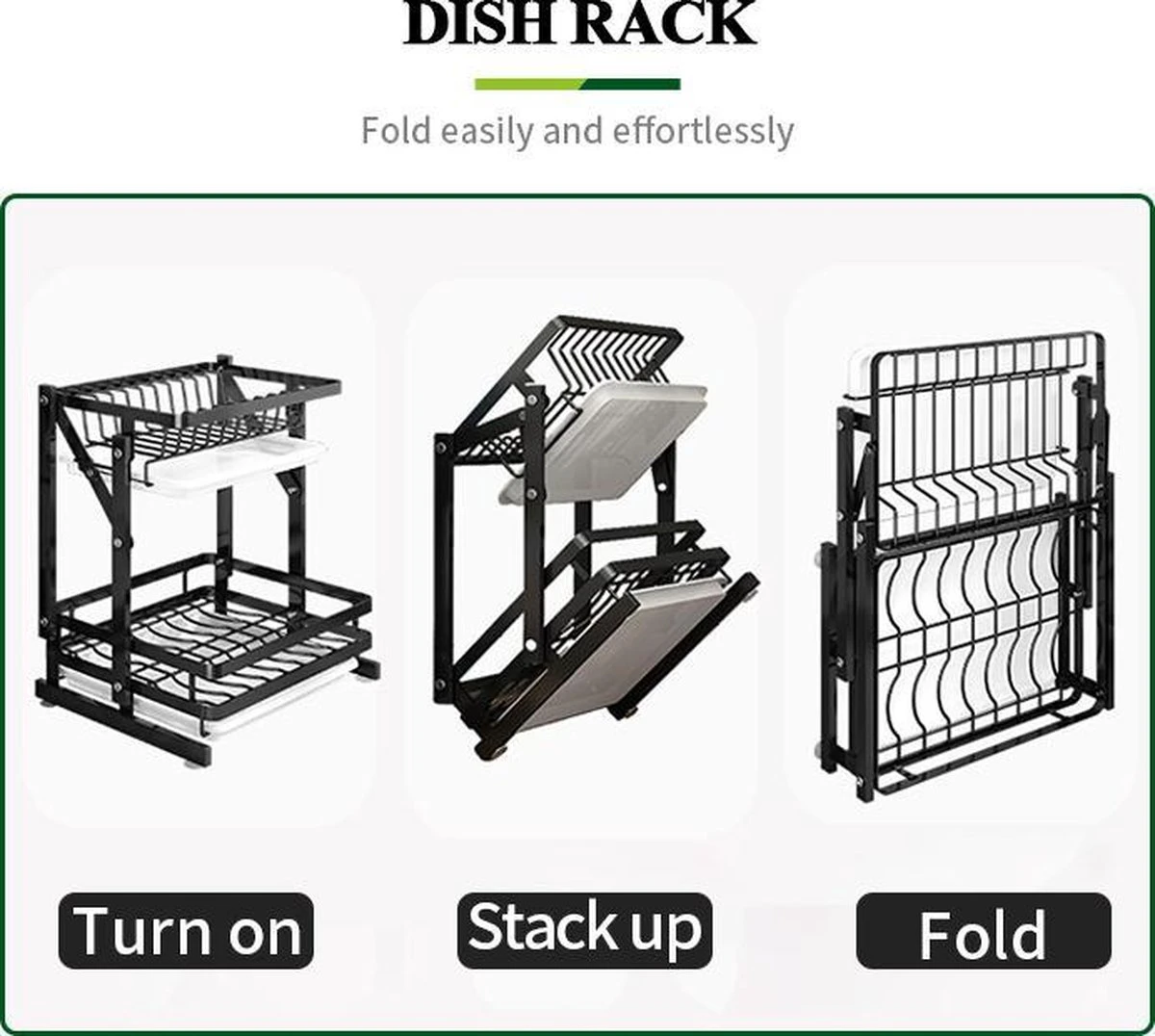 TammaT - Afdruiprek Met Lekbak 2 Laags – Inklapbaar - Afwasrek – Met 2 Lekbakken – Extra Accessories Voor Servies En Snijplanken - RVS - 38x35x26,5cm 10 TammaT - Afdruiprek Met Lekbak 2 Laags – Inklapbaar - Afwasrek – Met 2 Lekbakken – Extra Accessories Voor Servies En Snijplanken - RVS - 38x35x26,5cm - Image 10