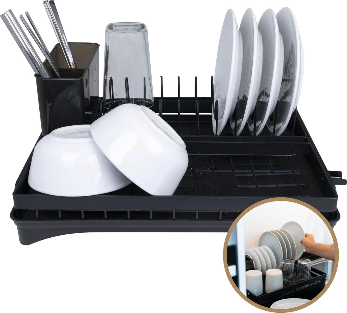 Baulk® - Afdruiprek - Afdruiprek Met Lekbak - Afwas - Droogrek Afwas - RVS - Bestekbak - Modern 5 Baulk® - Afdruiprek - Afdruiprek Met Lekbak - Afwas - Droogrek Afwas - RVS - Bestekbak - Modern - Image 5