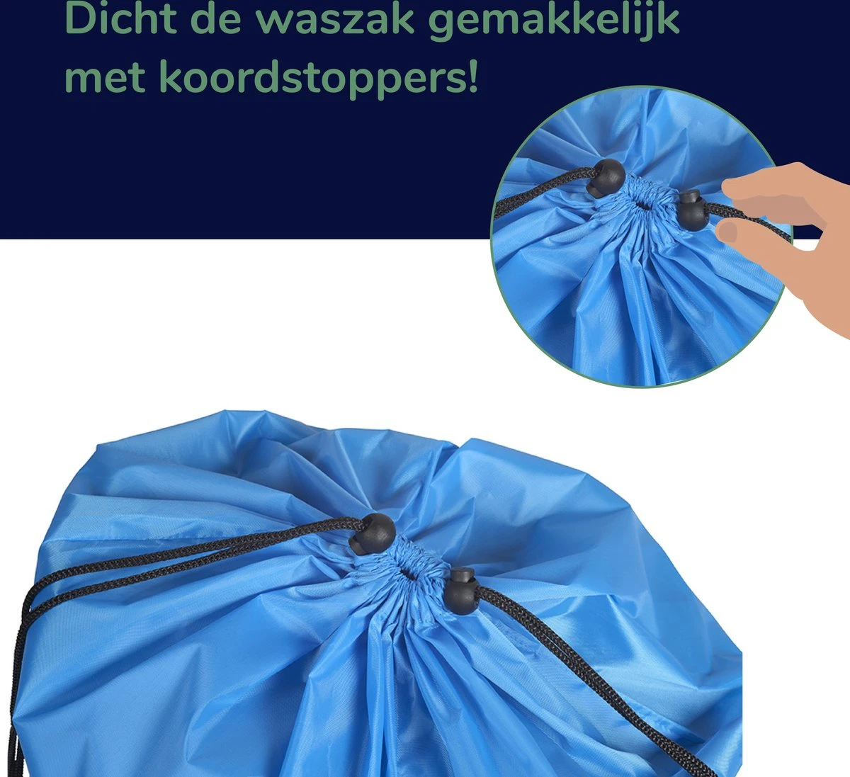 Wonair - Waszakken Voor Wasgoed - 60x90cm - Hemelsblauw - Met Trekkoord 2 Wonair - Waszakken Voor Wasgoed - 60x90cm - Hemelsblauw - Met Trekkoord - Image 2