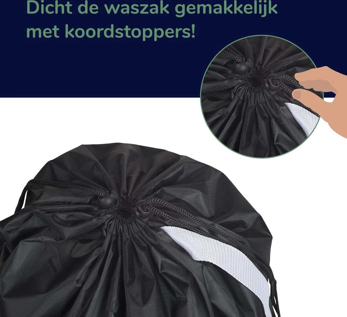 Wonair - Waszak Groot - 60x90cm - Zwart - Met Trekkoord En Draagband 2 Wonair - Waszak Groot - 60x90cm - Zwart - Met Trekkoord En Draagband - Image 2