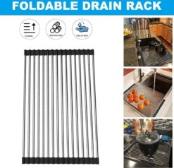 IBright Oprolbare Afdruiprek - Pannen Rooster Hittebestendig - Afdruiprooster - Pannenonderzetter - RVS Zwart -Winkel Voor Schoonmaakartikelen 1200x1155 3