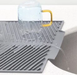 Navaris Siliconen Droogmat Met Afvoer - Aanrecht Droogmat Voor Afwas, Borden, Bestek, Glazen - Grijs -Winkel Voor Schoonmaakartikelen 1200x1171 5