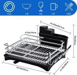 Doogo® Afdruiprek Met Bestekkorf En Lekbak Voor Keukenborden En Bestek Afdruiprek Met Draaibare Uitloop -Winkel Voor Schoonmaakartikelen 1200x1173 5