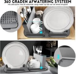 Afdruiprek Met Lekbak - Inclusief Afdruipmat - Opvouwbaar - Afwasrek Met Uitneembare Bestekhouder - Voor Bestek, Borden, Pannen En Schalen -Winkel Voor Schoonmaakartikelen 1200x1176 5