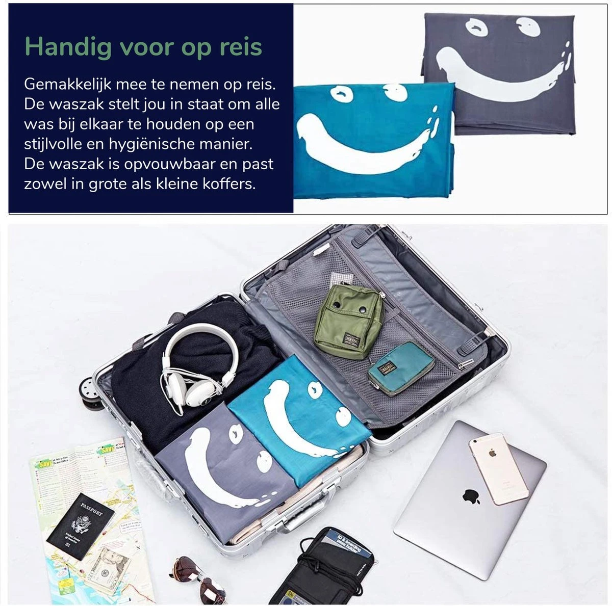 Wonair - Waszakken Voor Wasgoed - 60x90cm - Hemelsblauw - Met Trekkoord 3 Wonair - Waszakken Voor Wasgoed - 60x90cm - Hemelsblauw - Met Trekkoord - Image 3