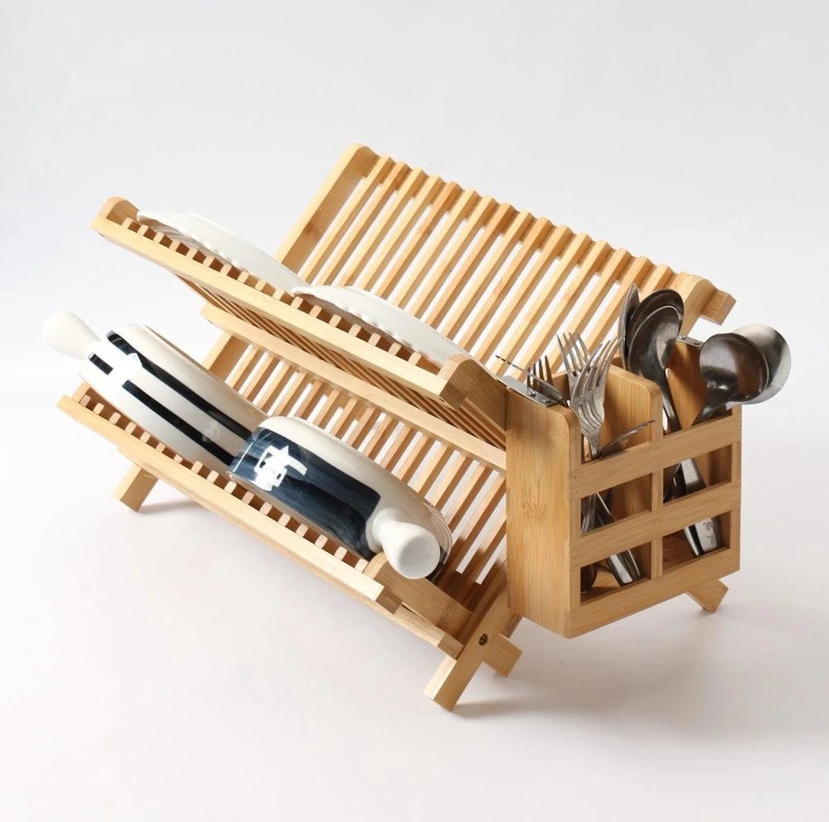 Merkloos Decopatent® Afdruiprek Voor Afwas - Bamboe - Hout - Inklapbaar Afdruiprek - Afwasrekje Inclusief Bestekhouder - Afwas Druiprek 7 Merkloos Decopatent® Afdruiprek Voor Afwas - Bamboe - Hout - Inklapbaar Afdruiprek - Afwasrekje Inclusief Bestekhouder - Afwas Druiprek - Image 7