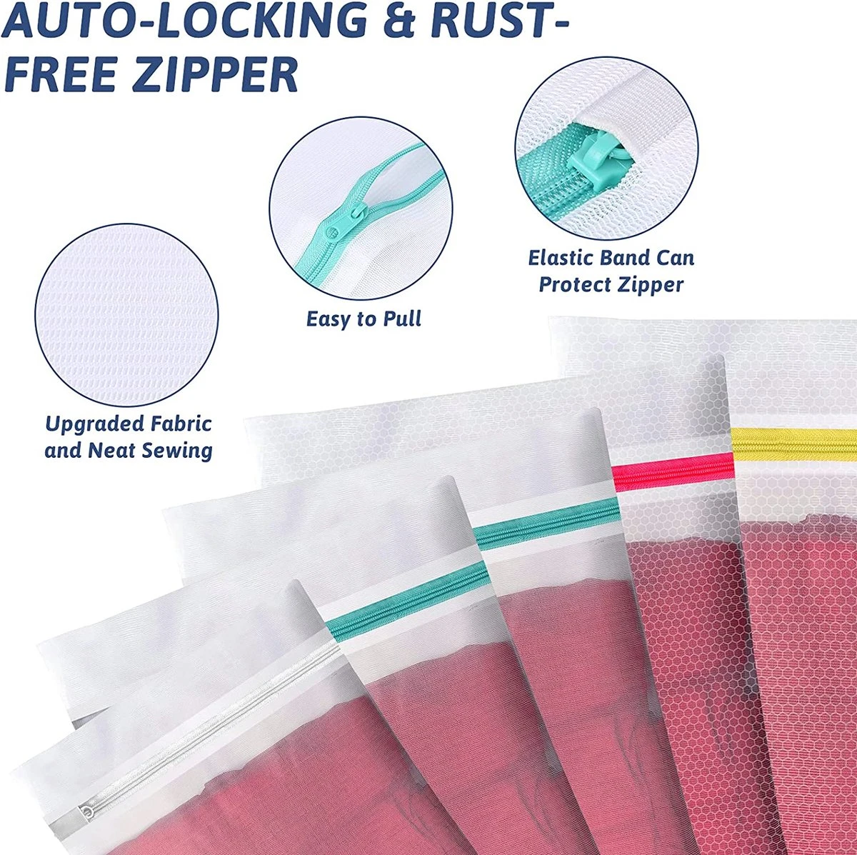 BOTC Waszakken - Wasnetten - Set Van 5 - Bescherm Je Wasgoed En Wasmachine - Transparant 7 BOTC Waszakken - Wasnetten - Set Van 5 - Bescherm Je Wasgoed En Wasmachine - Transparant - Image 7