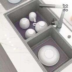 BODO Gootsteenmat Siliconen Donker Grijs - 30.5 X 30.5 Cm - Keuken Accessoires - Gootsteen Beschermer - Onderzetters Siliconen - Anti Kras - Gootsteen Accessoires -Winkel Voor Schoonmaakartikelen 1200x1200 1254