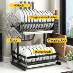 TammaT - Afdruiprek Met Lekbak 2 Laags – Inklapbaar - Afwasrek – Met 2 Lekbakken – Extra Accessories Voor Servies En Snijplanken - RVS - 38x35x26,5cm 22 TammaT - Afdruiprek Met Lekbak 2 Laags – Inklapbaar - Afwasrek – Met 2 Lekbakken – Extra Accessories Voor Servies En Snijplanken - RVS - 38x35x26,5cm -Winkel Voor Schoonmaakartikelen 1200x1200 1288