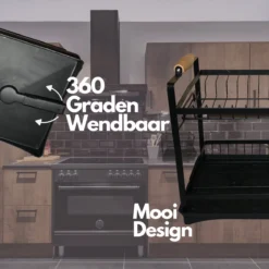 Afdruiprek - Zwart/ Met Flexibele Water Afvoer/ Borden, Pannen Bestek/ RVS/ Lichtgewicht/ Lekbak/ Luxe Uitvoering -Winkel Voor Schoonmaakartikelen 1200x1200 1291