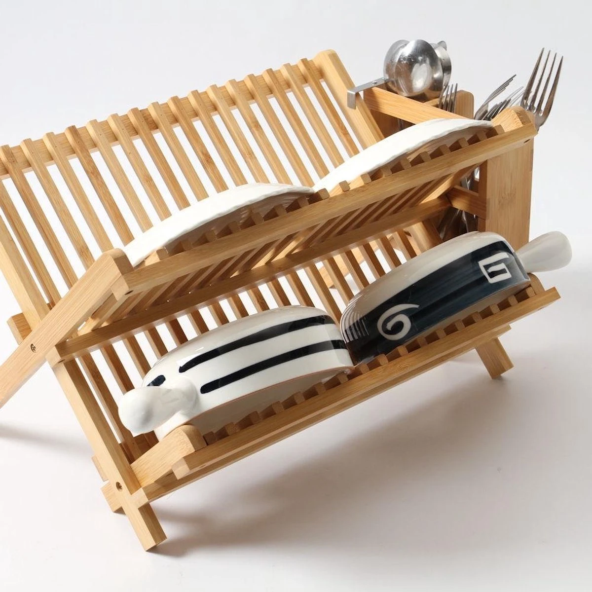 Merkloos Decopatent® Afdruiprek Voor Afwas - Bamboe - Hout - Inklapbaar Afdruiprek - Afwasrekje Inclusief Bestekhouder - Afwas Druiprek 5 Merkloos Decopatent® Afdruiprek Voor Afwas - Bamboe - Hout - Inklapbaar Afdruiprek - Afwasrekje Inclusief Bestekhouder - Afwas Druiprek - Image 5