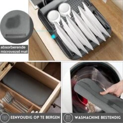 Afdruiprek Met Lekbak - Inclusief Afdruipmat - Opvouwbaar - Afwasrek Met Uitneembare Bestekhouder - Voor Bestek, Borden, Pannen En Schalen -Winkel Voor Schoonmaakartikelen 1200x1200 1307