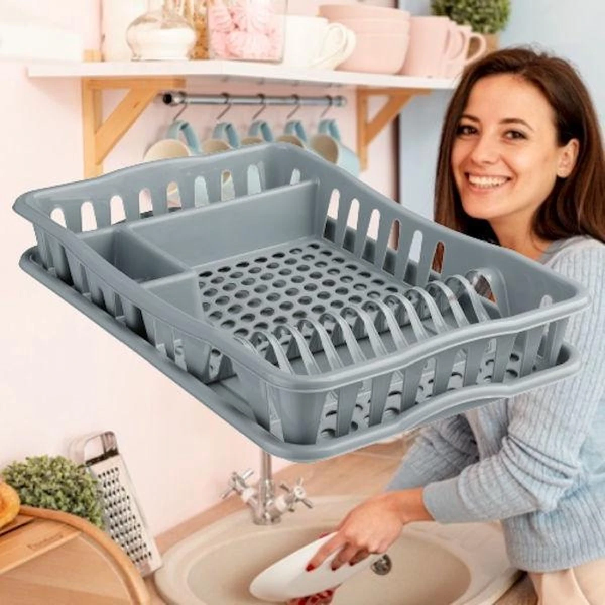 Merkloos Decopatent® Afdruiprek Voor Afwas - Afdruiprekje Met Lekbak - Kunststof Afdruipmat - Afwassen Borden & Bestek - 32.5x49x9 - Grijs 1 Merkloos Decopatent® Afdruiprek Voor Afwas - Afdruiprekje Met Lekbak - Kunststof Afdruipmat - Afwassen Borden & Bestek - 32.5x49x9 - Grijs