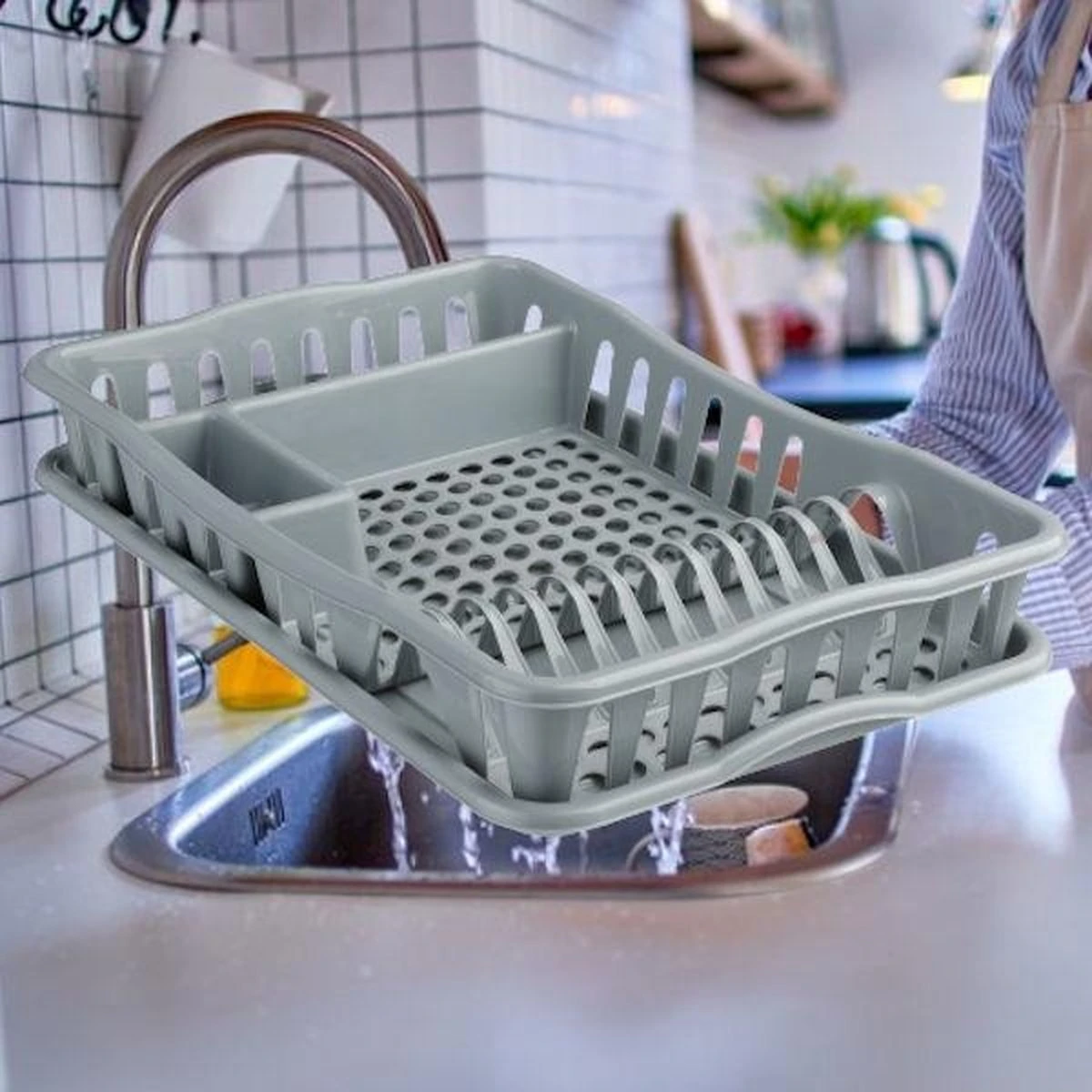 Merkloos Decopatent® Afdruiprek Voor Afwas - Afdruiprekje Met Lekbak - Kunststof Afdruipmat - Afwassen Borden & Bestek - 32.5x49x9 - Grijs 8 Merkloos Decopatent® Afdruiprek Voor Afwas - Afdruiprekje Met Lekbak - Kunststof Afdruipmat - Afwassen Borden & Bestek - 32.5x49x9 - Grijs - Image 8