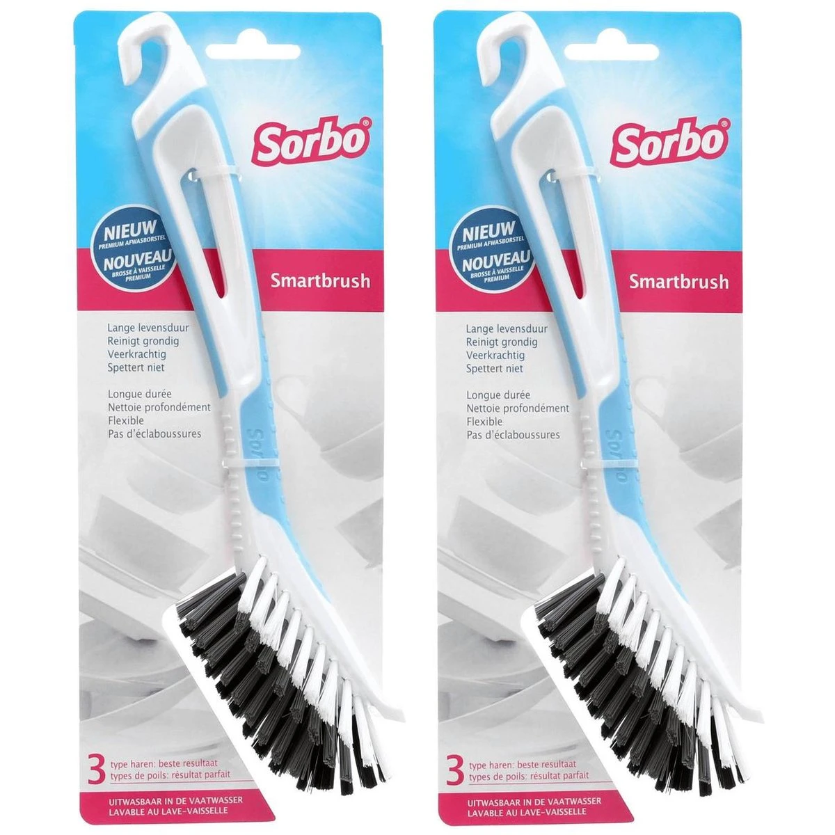 Set Van 2 Sorbo Smartbrush Afwasborstels Blauw/wit - Afwassen Afwasborstel - Huishoudelijke Keukenaccessoires 2 Set Van 2 Sorbo Smartbrush Afwasborstels Blauw/wit - Afwassen Afwasborstel - Huishoudelijke Keukenaccessoires - Image 2
