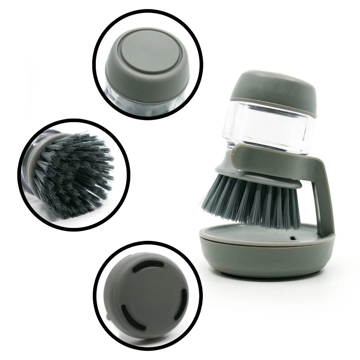 In Round Afwasborstel Met Zeepdispenser / Zeepreservoir – Inclusief Houder – Grijs – Afwas Borstel – Zeep Handborstel – Doseerpomp – Afwasmiddel Dispenser – Navulbaar 3 In Round Afwasborstel Met Zeepdispenser / Zeepreservoir – Inclusief Houder – Grijs – Afwas Borstel – Zeep Handborstel – Doseerpomp – Afwasmiddel Dispenser – Navulbaar - Image 3