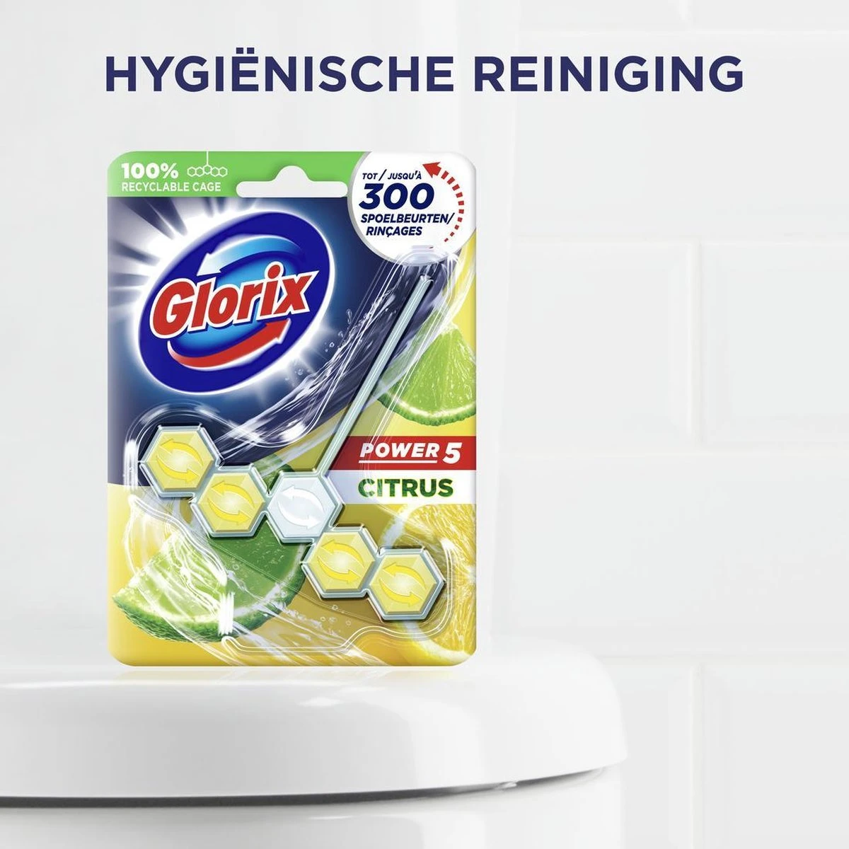 Glorix Power 5 Toiletblokken - Citroen - 9 Stuks - Voordeelverpakking 4 Glorix Power 5 Toiletblokken - Citroen - 9 Stuks - Voordeelverpakking - Image 4