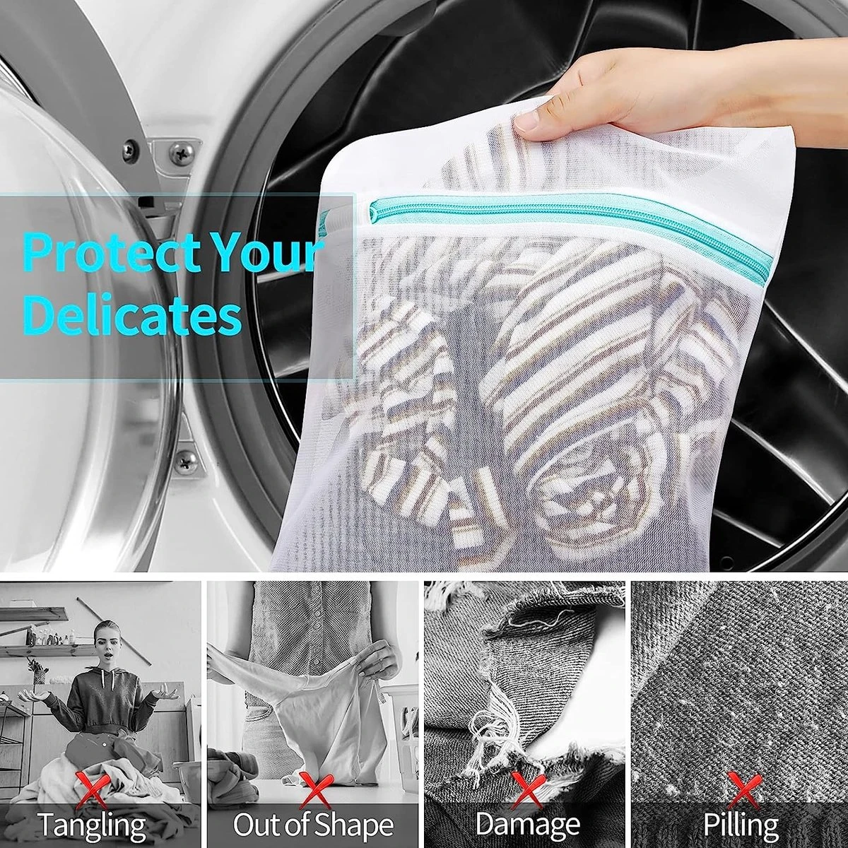 BOTC Waszakken - Wasnetten - Set Van 5 - Bescherm Je Wasgoed En Wasmachine - Transparant 11 BOTC Waszakken - Wasnetten - Set Van 5 - Bescherm Je Wasgoed En Wasmachine - Transparant - Image 11