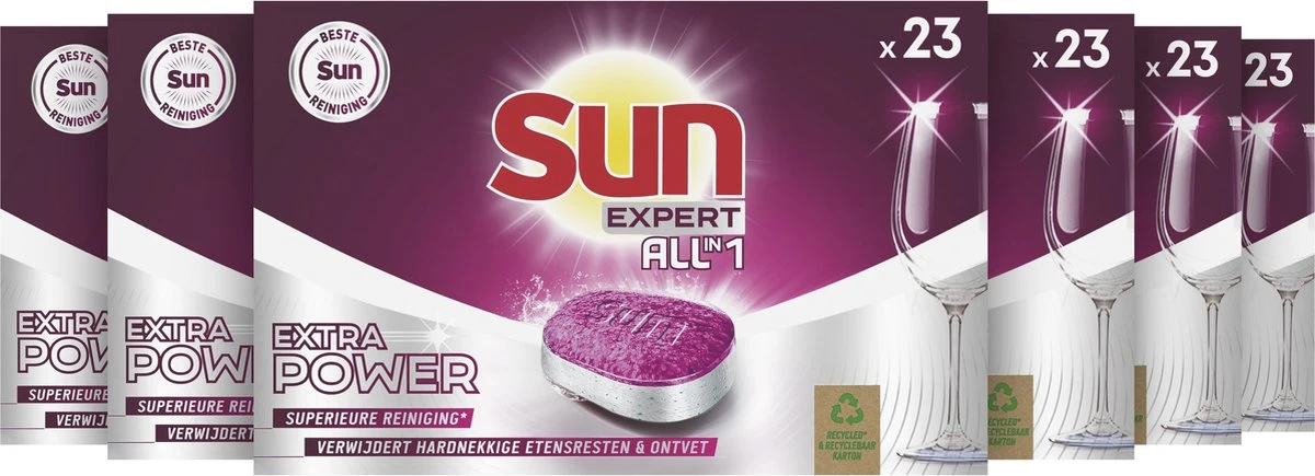 SUN® Sun Expert All-in 1 Vaatwastabletten - Extra Power - 6 X 23 Tabletten 2 SUN® Sun Expert All-in 1 Vaatwastabletten - Extra Power - 6 X 23 Tabletten - Image 2