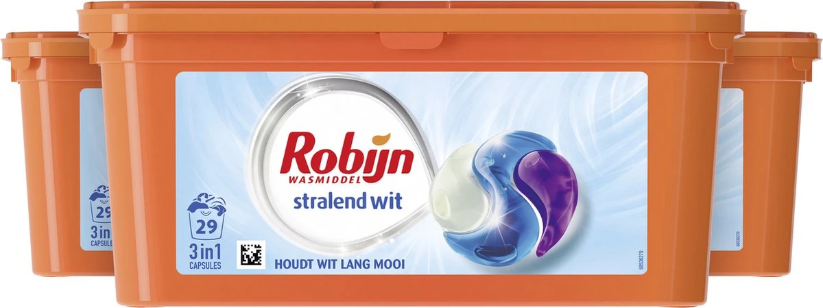 Robijn Stralend Wit Wascapsules - 3 X 29 Wasbeurten - Halfjaarbox 2 Robijn Stralend Wit Wascapsules - 3 X 29 Wasbeurten - Halfjaarbox - Image 2