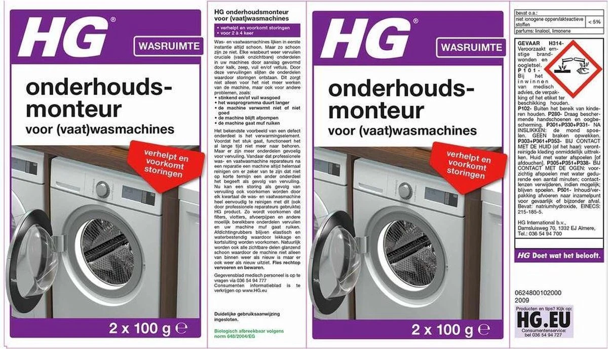 HG Onderhoudsmonteur - 2 X 100 Ml - Verhelpt En Voorkomt Storingen - Voor Een Langere Levensduur Van De Vaatwasser En Wasmachine - Biologisch Afbreekbaar 2 HG Onderhoudsmonteur - 2 X 100 Ml - Verhelpt En Voorkomt Storingen - Voor Een Langere Levensduur Van De Vaatwasser En Wasmachine - Biologisch Afbreekbaar - Image 2