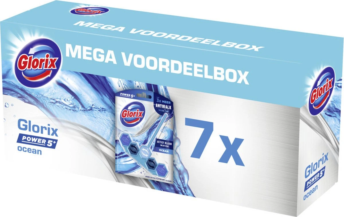 Glorix Power 5+ Ocean Toiletblokken - 7 Stuks - Voordeelverpakking 8 Glorix Power 5+ Ocean Toiletblokken - 7 Stuks - Voordeelverpakking - Image 8