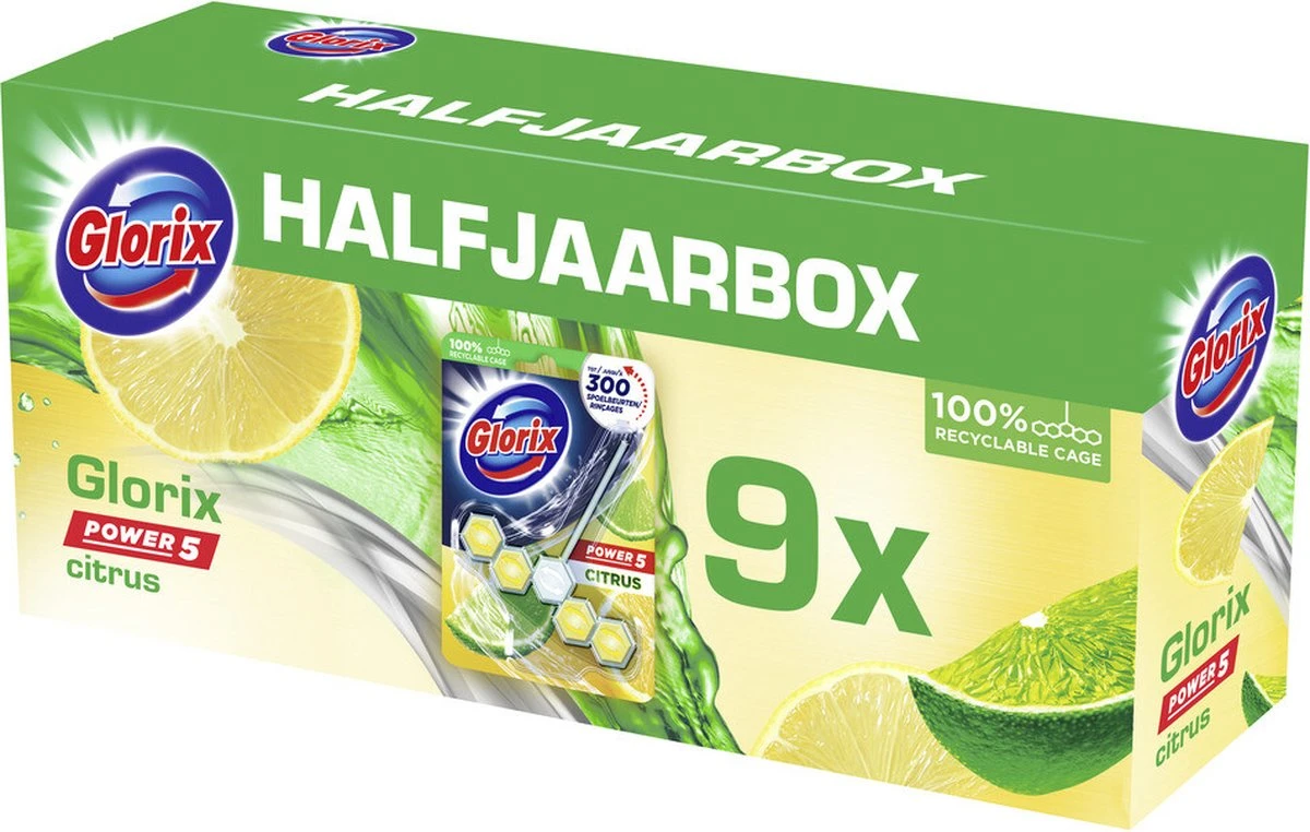 Glorix Power 5 Toiletblokken - Citroen - 9 Stuks - Voordeelverpakking 7 Glorix Power 5 Toiletblokken - Citroen - 9 Stuks - Voordeelverpakking - Image 7