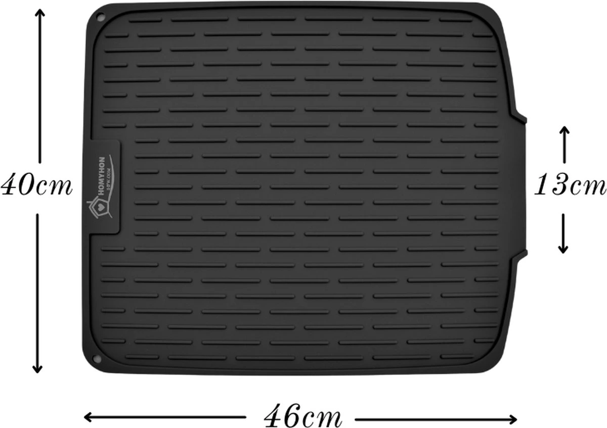 HOMYHON Afdruipmat -Afdruipmat Siliconen -Pannenonderzetter- Antislip -Hittebestendig - Aanrecht Mat -Siliconen Mat - 40 X 46 Cm - Zwart 2 HOMYHON Afdruipmat -Afdruipmat Siliconen -Pannenonderzetter- Antislip -Hittebestendig - Aanrecht Mat -Siliconen Mat - 40 X 46 Cm - Zwart - Image 2