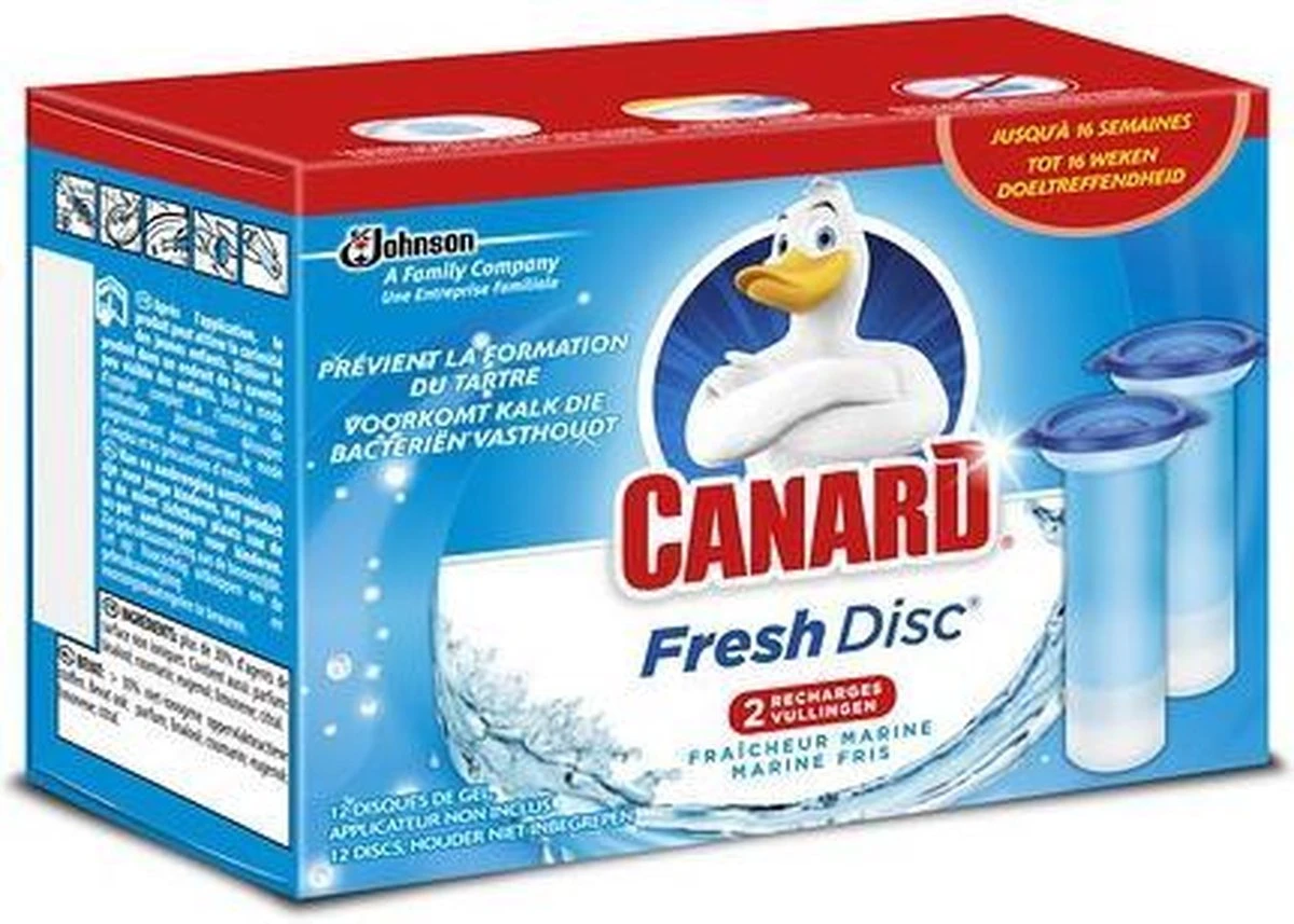 Canard Toiletreiniger Wc-blok Fresh Disc Marine Fris 1 Pak Met 2 Navulbussen 1 Canard Toiletreiniger Wc-blok Fresh Disc Marine Fris 1 Pak Met 2 Navulbussen