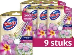 Glorix Aroma Lux Pink Jasmine & Elderflower Toiletblokken - 9 Stuks - Voordeelverpakking