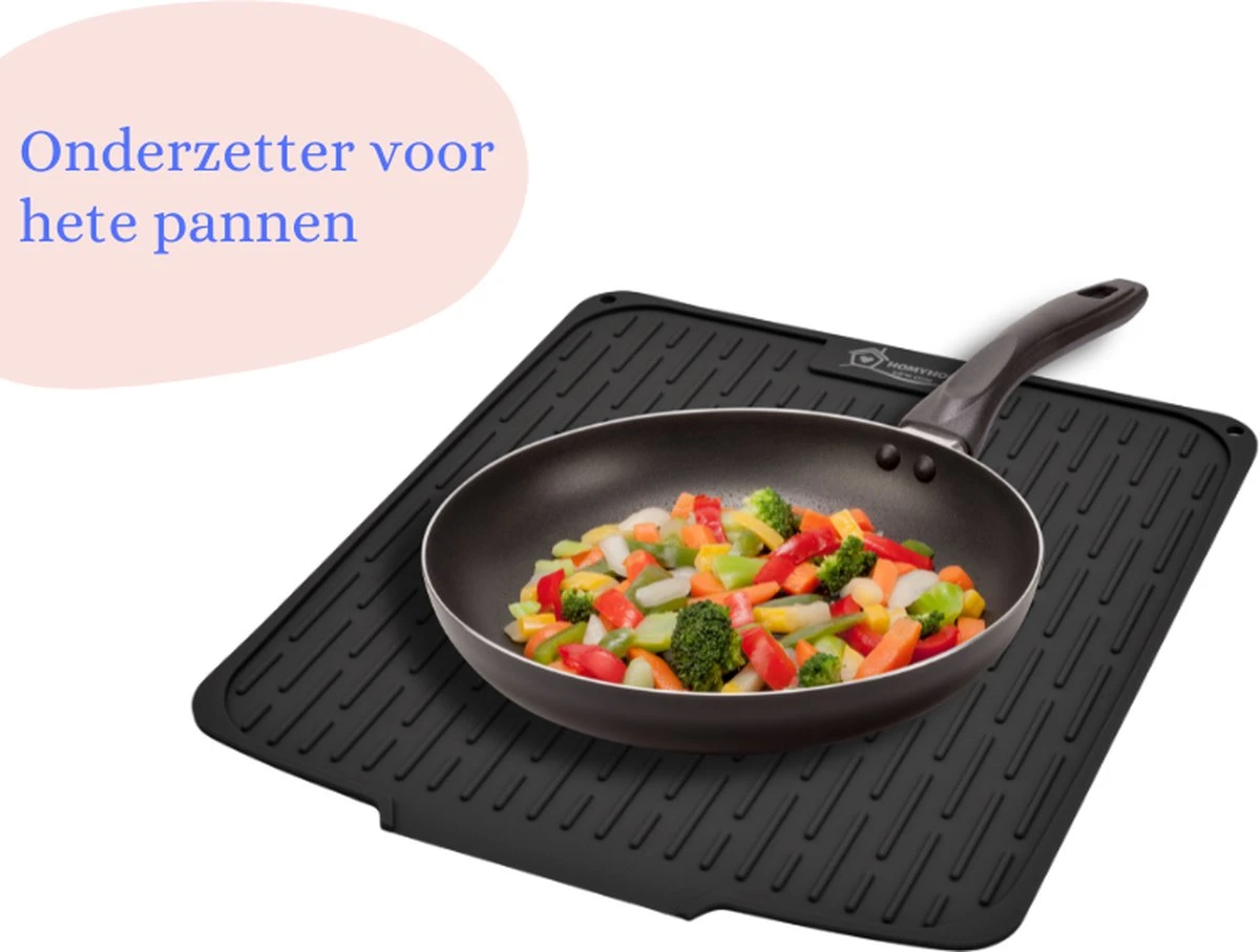 HOMYHON Afdruipmat -Afdruipmat Siliconen -Pannenonderzetter- Antislip -Hittebestendig - Aanrecht Mat -Siliconen Mat - 40 X 46 Cm - Zwart 7 HOMYHON Afdruipmat -Afdruipmat Siliconen -Pannenonderzetter- Antislip -Hittebestendig - Aanrecht Mat -Siliconen Mat - 40 X 46 Cm - Zwart - Image 7