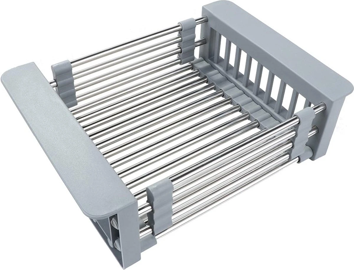 IBright Verstelbare Keukenrek - Gootsteen Mand - Afdruiprek – Vergiet – Verstelbaar In Lengte - Uitschuifbaar - RVS Grijs 7 IBright Verstelbare Keukenrek - Gootsteen Mand - Afdruiprek – Vergiet – Verstelbaar In Lengte - Uitschuifbaar - RVS Grijs - Image 7