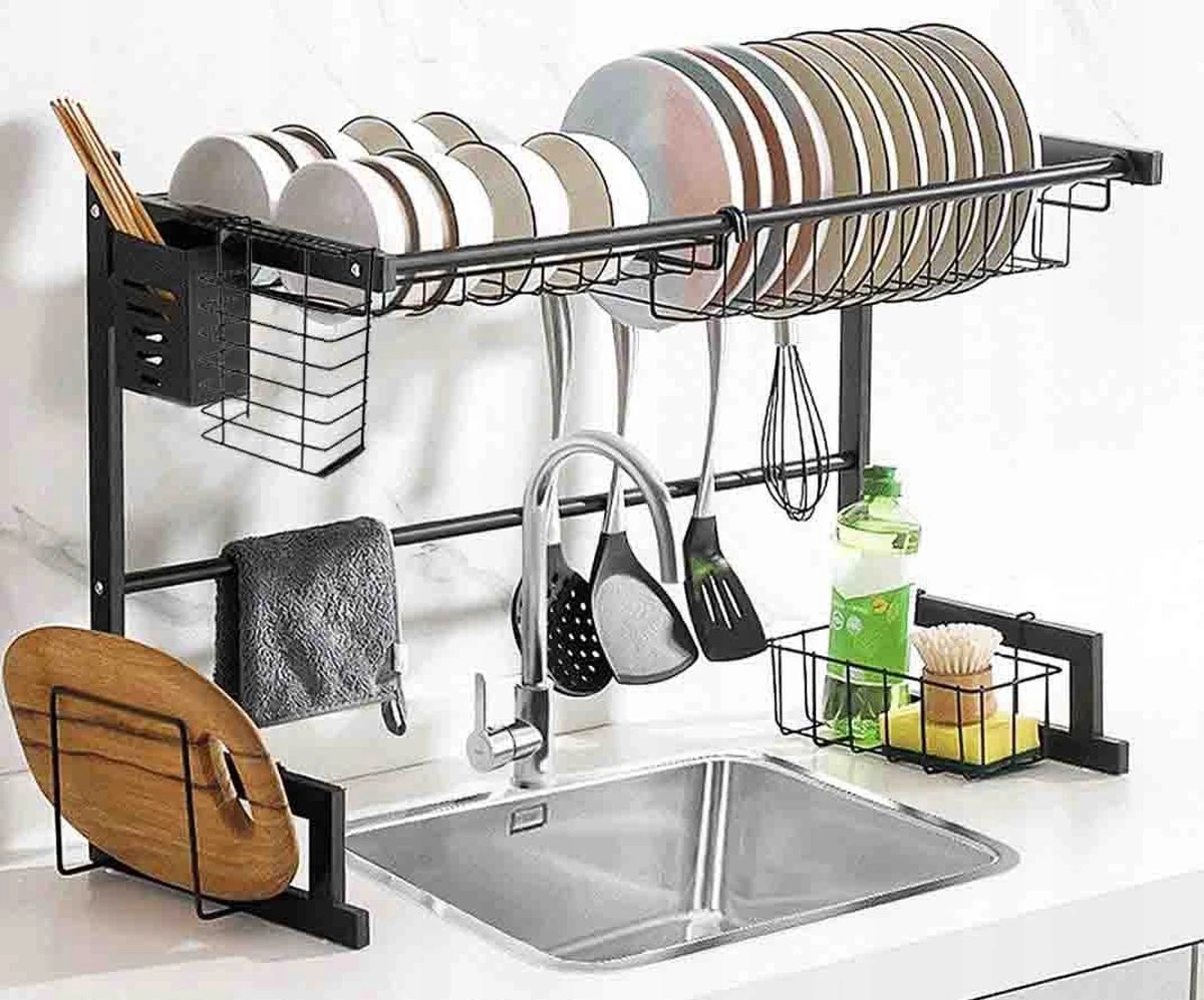 Afdruiprek Droger Zwart Voor Bestek Boven De Gootsteen 65 Cm X 29 Cm X 52 Cm 2 Afdruiprek Droger Zwart Voor Bestek Boven De Gootsteen 65 Cm X 29 Cm X 52 Cm - Image 2