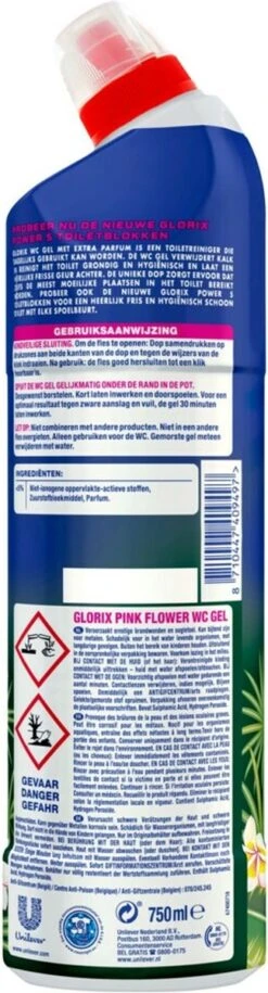 Glorix WC Powergel Toiletreiniger Pink Flower - 6 X 750 Ml - Voordeelverpakking -Winkel Voor Schoonmaakartikelen 324x1200