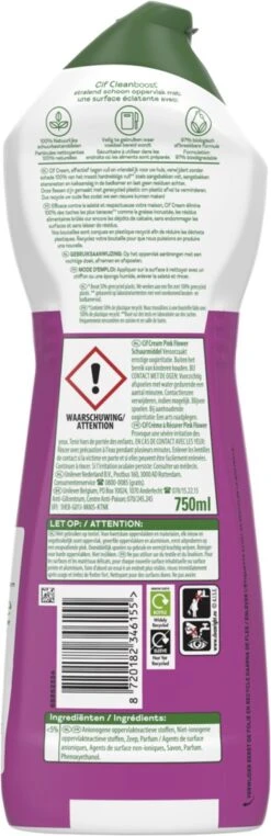 Cif CleanBoost Cream Pink Schuurmiddel - 8 X 750 Ml - Voordeelverpakking -Winkel Voor Schoonmaakartikelen 389x1200
